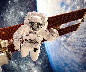 Astronauts spacewalk Stock Photo 01