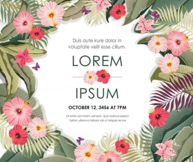Autumn invitation card template with flower vector 01