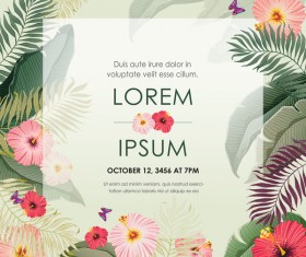Autumn invitation card template with flower vector 02