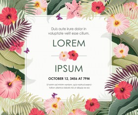 Autumn invitation card template with flower vector 04