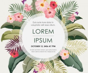 Autumn invitation card template with flower vector 05