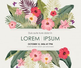 Autumn invitation card template with flower vector 07