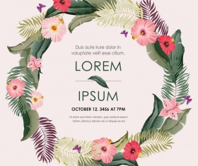 Autumn invitation card template with flower vector 08