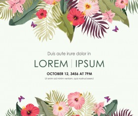Autumn invitation card template with flower vector 10