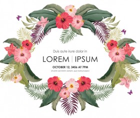 Autumn invitation card template with flower vector 13