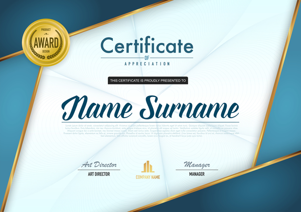 Award certificate template vector material