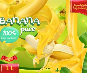 Banana juice poster template vector