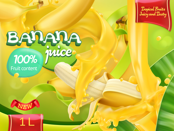 Banana juice poster template vector