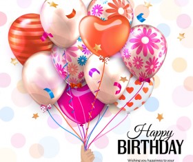 Beautiful balloons with birthday background vector