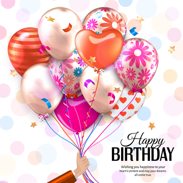 Beautiful balloons with birthday background vector free download