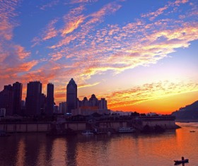 Beautiful sunset in the city Stock Photo