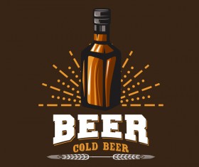 Beer emblem retro design vector material 02