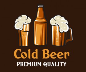 Beer emblem retro design vector material 04
