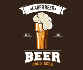 Beer emblem retro design vector material 09