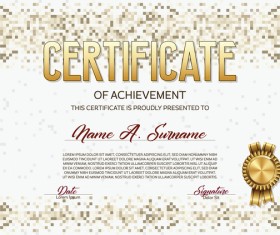 Beige pixelated certificate template vector material 02