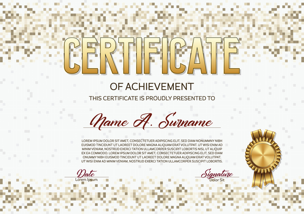 Beige pixelated certificate template vector material 02