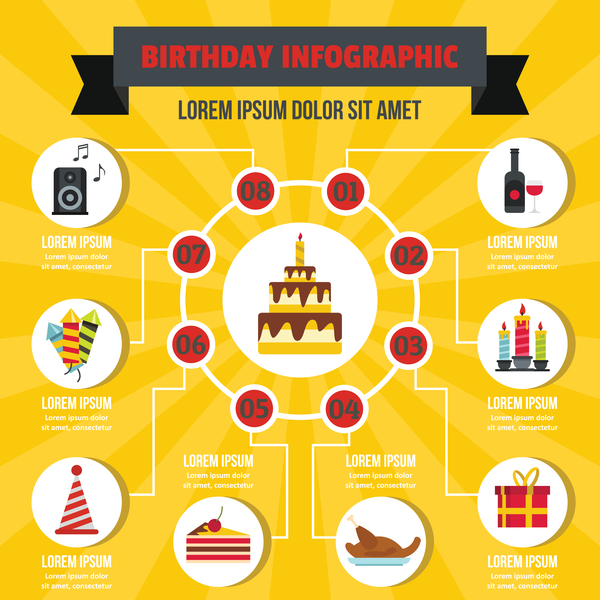 Birthday infographic design vector
