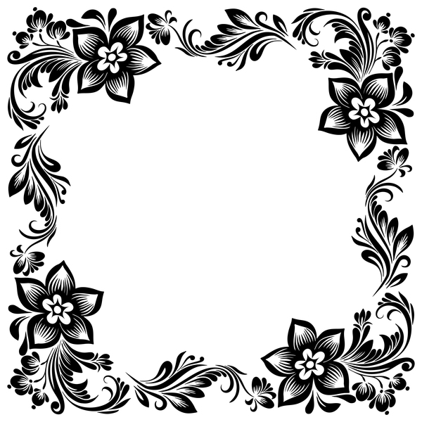 Download Black flower decorative frame vectors material 02 free download