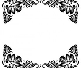 Black flower decorative frame vectors material 04