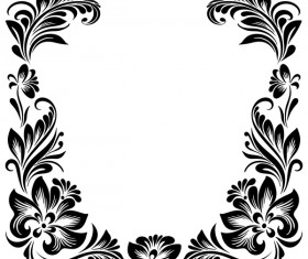 Black flower decorative frame vectors material 06