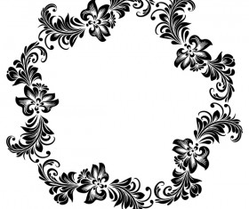 Black flower decorative frame vectors material 08