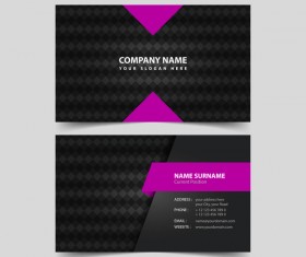 Black with purple business card remplate vector 01