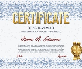 Blue pixelated certificate template vector material 02