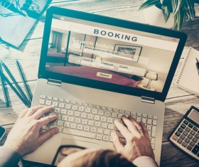 Book your hotel online Stock Photo 01