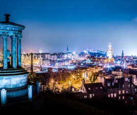 Bright lights of the night of the Roman city Stock Photo 01