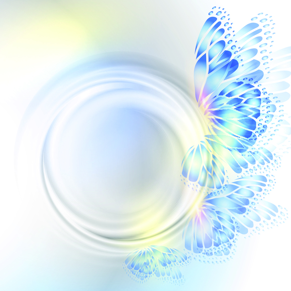 Butterfly wings with abstract background vector 03