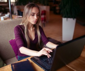 Cafe rest in the use of Tablet PC female Stock Photo 01