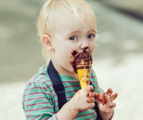 Capture children eating ice cream Stock Photo