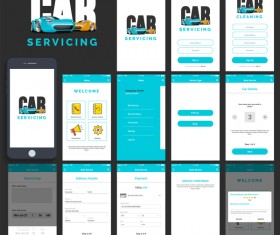 Car servicing app UI design vector