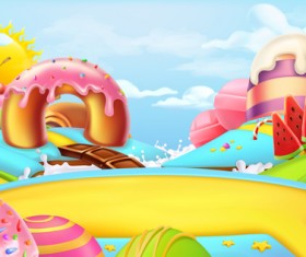 Cartoon candy world vector material 01