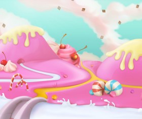 Cartoon candy world vector material 02