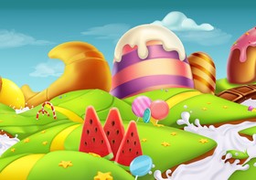 Cartoon candy world vector material 04