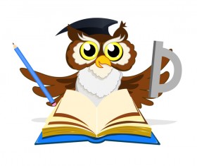 Cartoon owl with school background vector 01