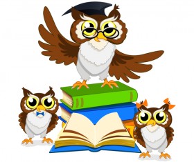 Cartoon owl with school background vector 03