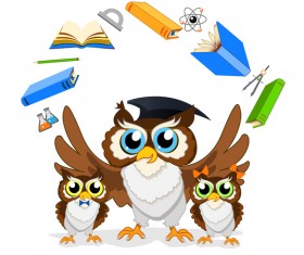 Cartoon owl with school background vector 06