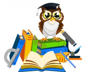 Cartoon owl with school background vector 07