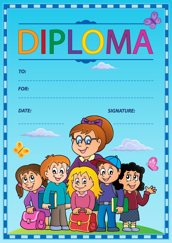 Cartoon styles diploma theme template vectors 02