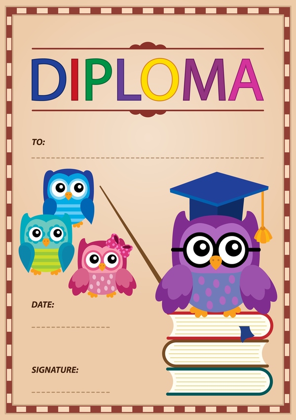 Cartoon styles diploma theme template vectors 03