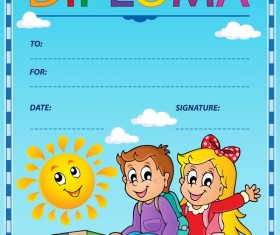 Cartoon styles diploma theme template vectors 06