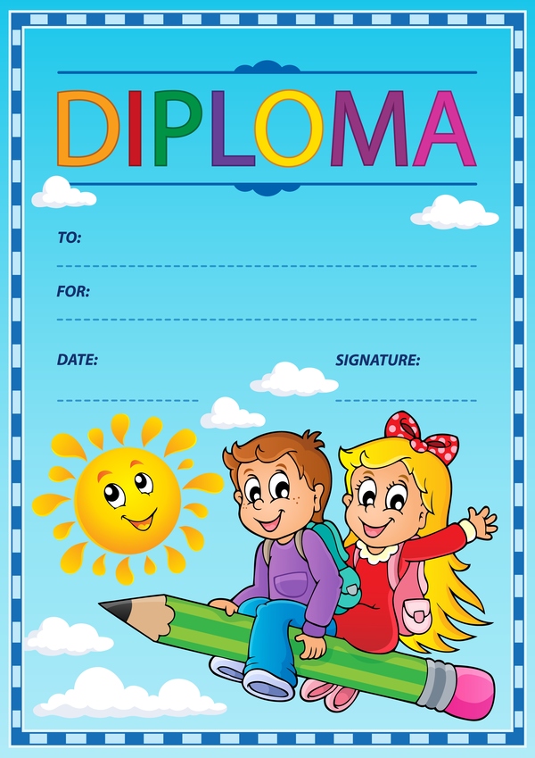 Cartoon styles diploma theme template vectors 06