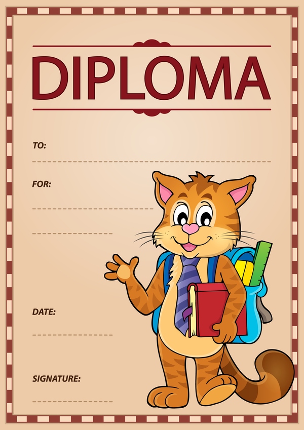Cartoon styles diploma theme template vectors 07