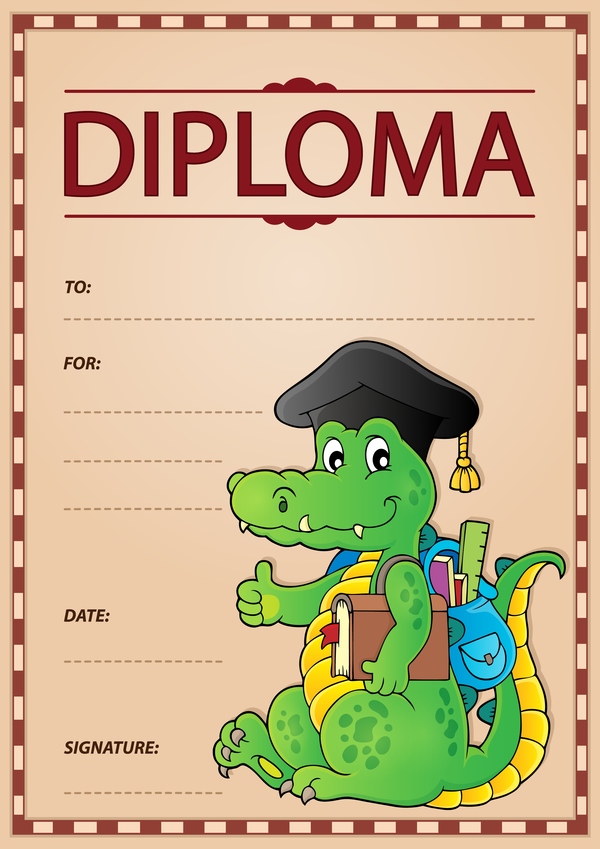 Cartoon styles diploma theme template vectors 08