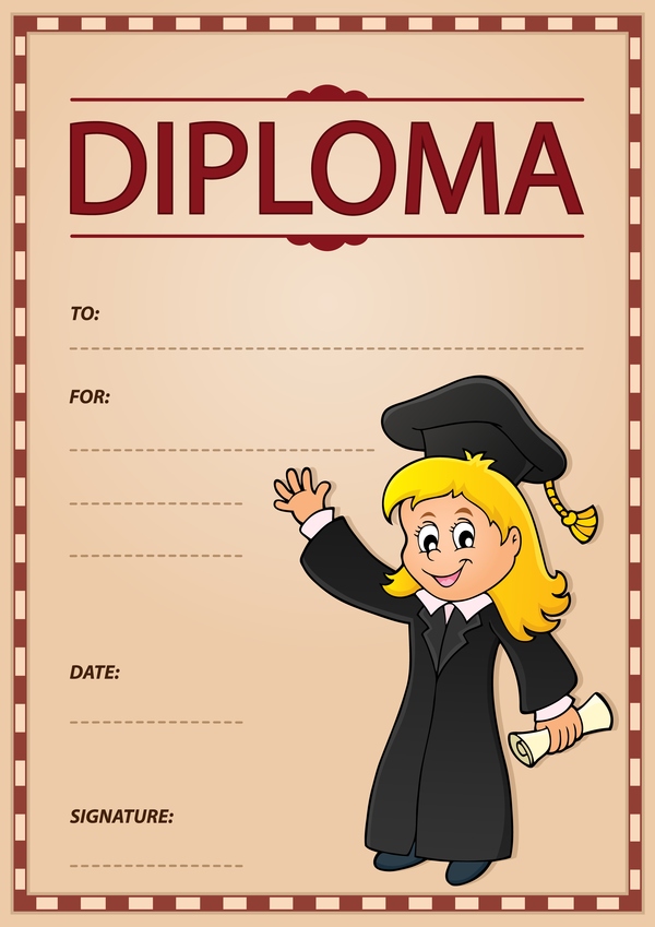 Cartoon styles diploma theme template vectors 09