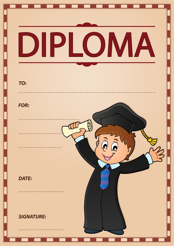 Cartoon styles diploma theme template vectors 10