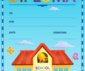 Cartoon styles diploma theme template vectors 11