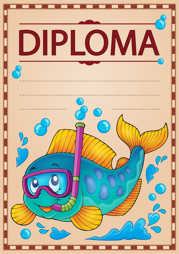 Cartoon styles diploma theme template vectors 14